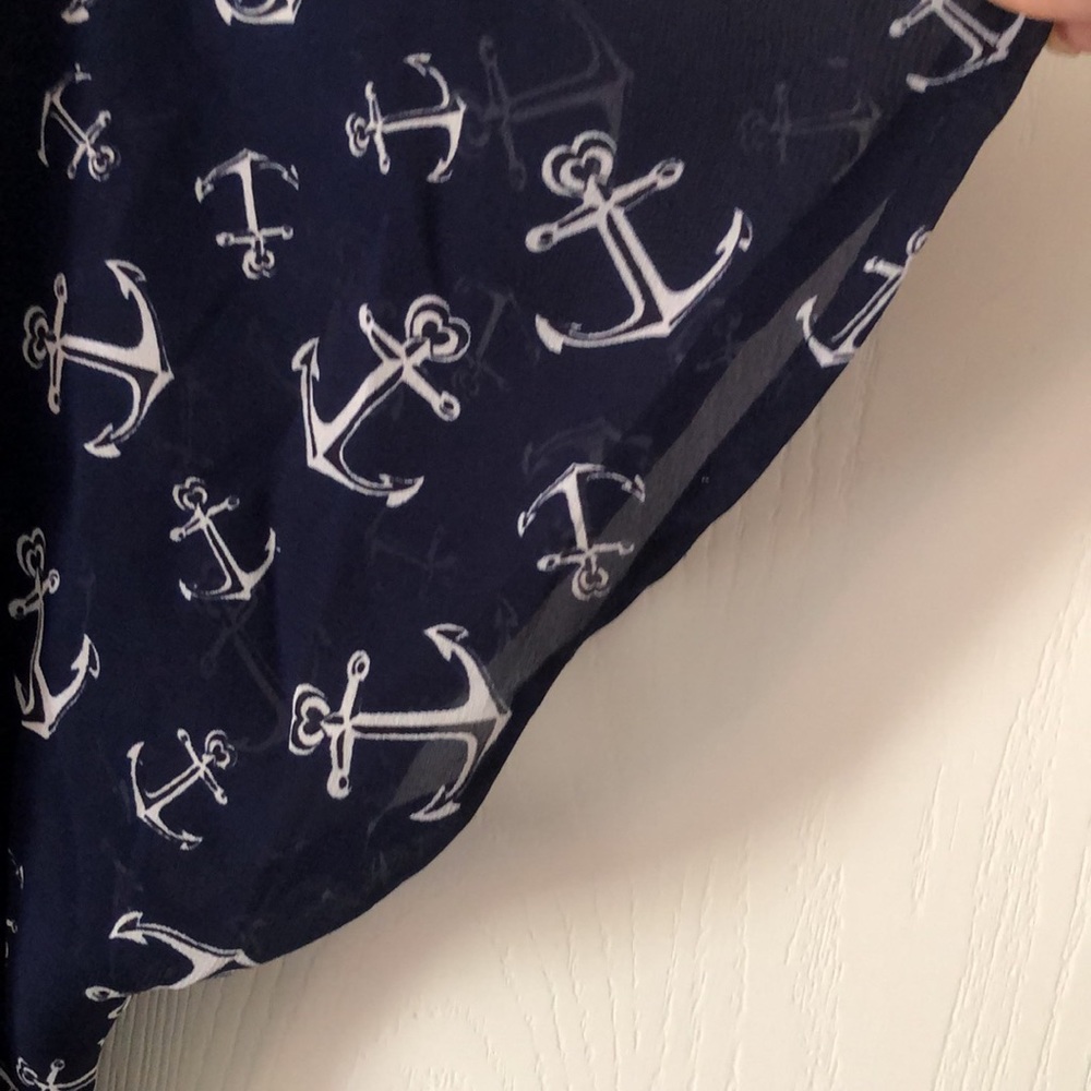 Woman’s spring blue & white peasant truth anchor blouse - Picture 7 of 11